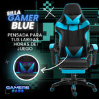 Silla Gamer AQ-1039F Blue con Masajeador Lumbar y Reposapies incluido