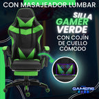 Silla Gamer AQ-1039F Green con Masajeador Lumbar y Reposapies incluido