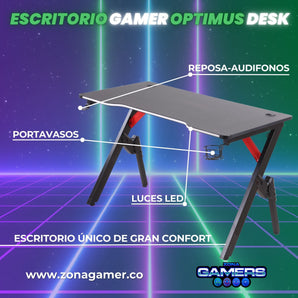 Combo Silla Gamer A-231127F Green + Escritorio Gamer Optimus Desk