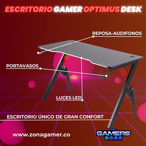Combo Silla Gamer A-231127F Red + Escritorio Gamer Optimus Desk