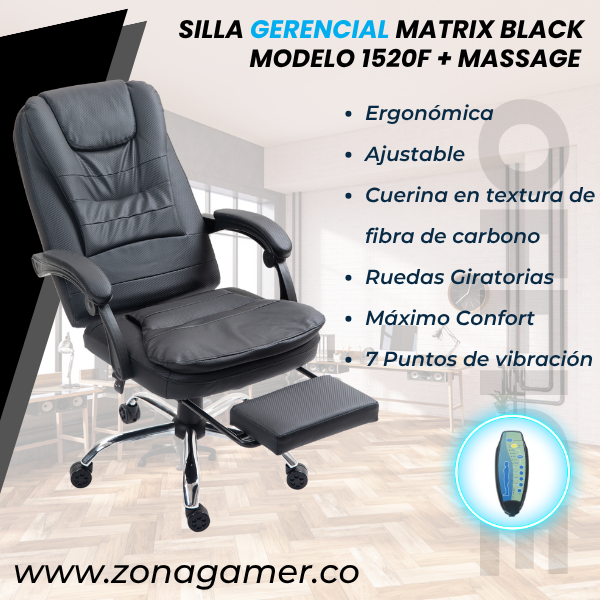 Silla Gerencial Optimus Black 1520F + Massage