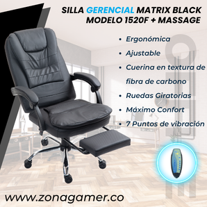 Silla Gerencial Optimus Black 1520F + Massage