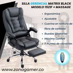 Silla Gerencial Matrix Black 1521F + Massage