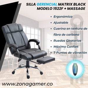 Silla Gerencial Power Black 1522F + Massage