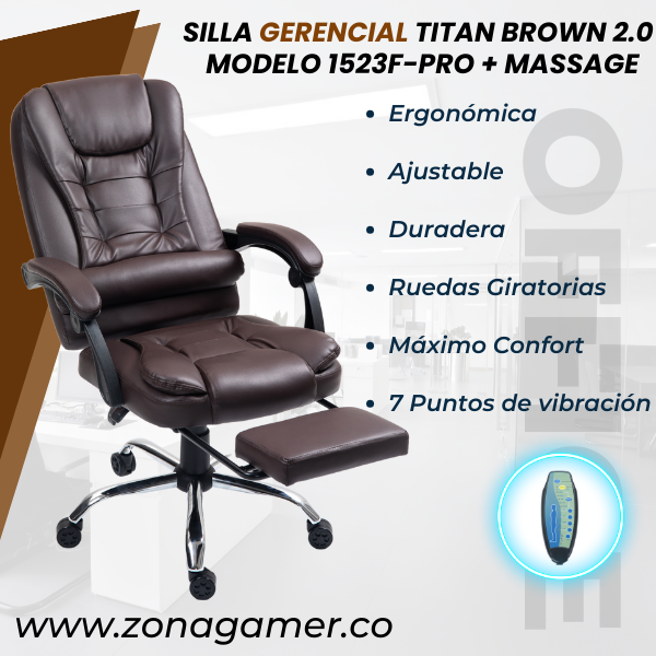 Silla Gerencial Titan Brown 1523F-PRO + Massage