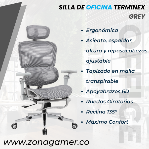 Silla de Oficina Terminex Ergonomica Grey