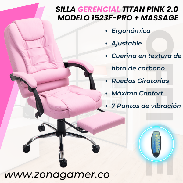 Silla Gerencial Titan Pink 1523F-PRO + Massage