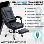 Silla Gerencial Titan Black 1523F-PRO + Massage