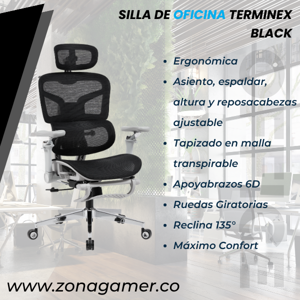 Silla de Oficina Terminex Ergonomica Black