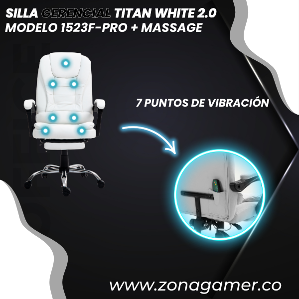 Silla Gerencial Titan White 1523F-PRO + Massage