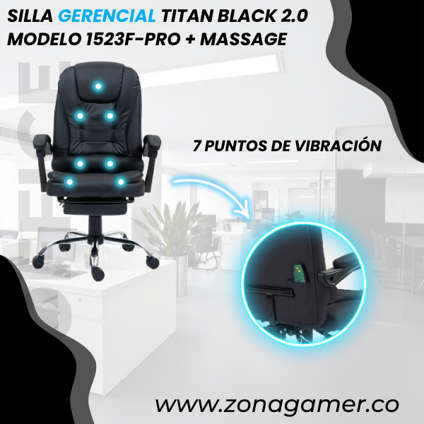 Silla Gerencial Titan Black 1523F-PRO + Massage