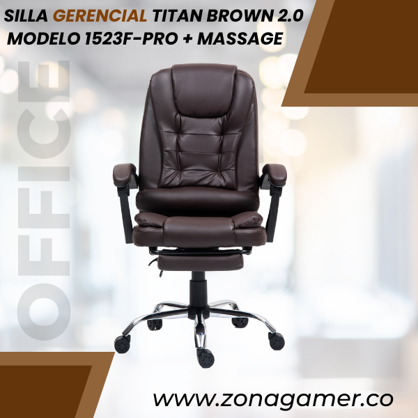 Silla Gerencial Titan Brown 1523F-PRO + Massage
