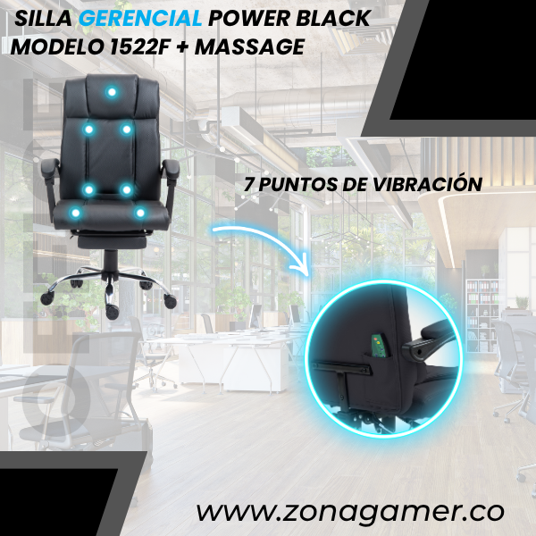 Silla Gerencial Power Black 1522F + Massage