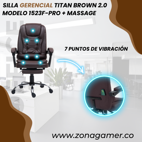 Silla Gerencial Titan Brown 1523F-PRO + Massage