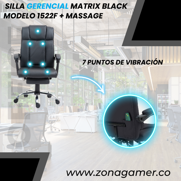 Silla Gerencial Power Black 1522F + Massage