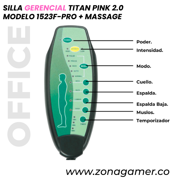 Silla Gerencial Titan Pink 1523F-PRO + Massage