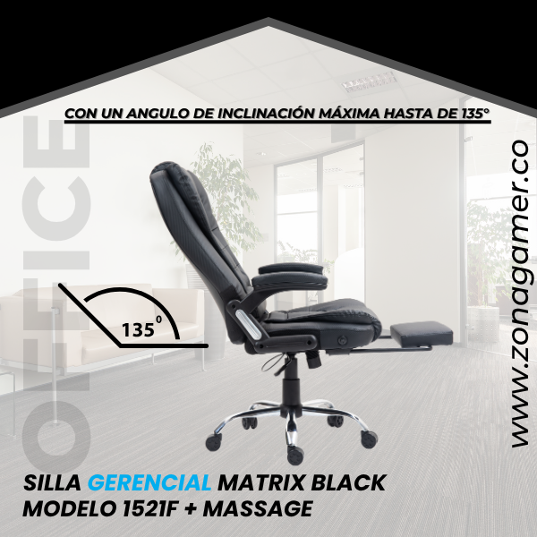 Silla Gerencial Matrix Black 1521F + Massage