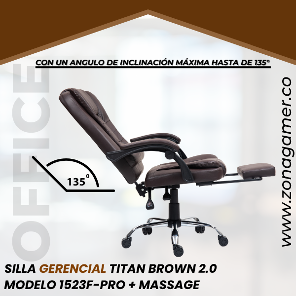 Silla Gerencial Titan Brown 1523F-PRO + Massage
