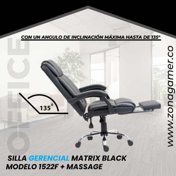 Silla Gerencial Power Black 1522F + Massage
