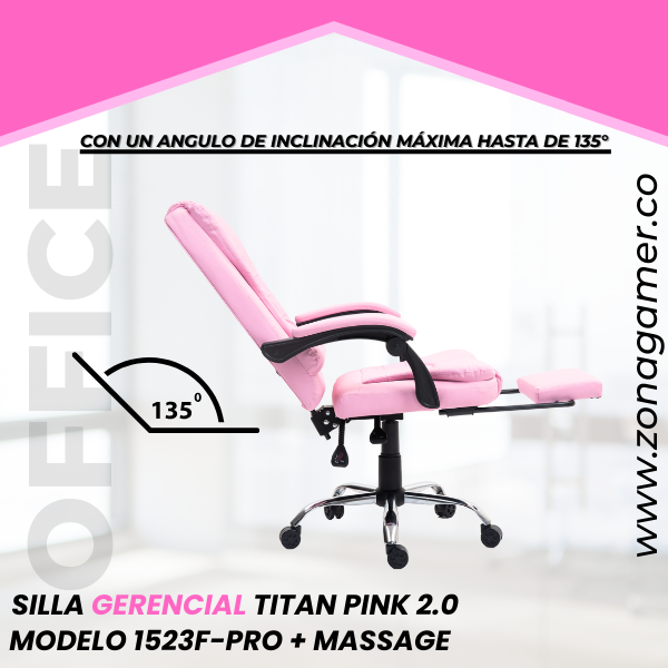 Silla Gerencial Titan Pink 1523F-PRO + Massage