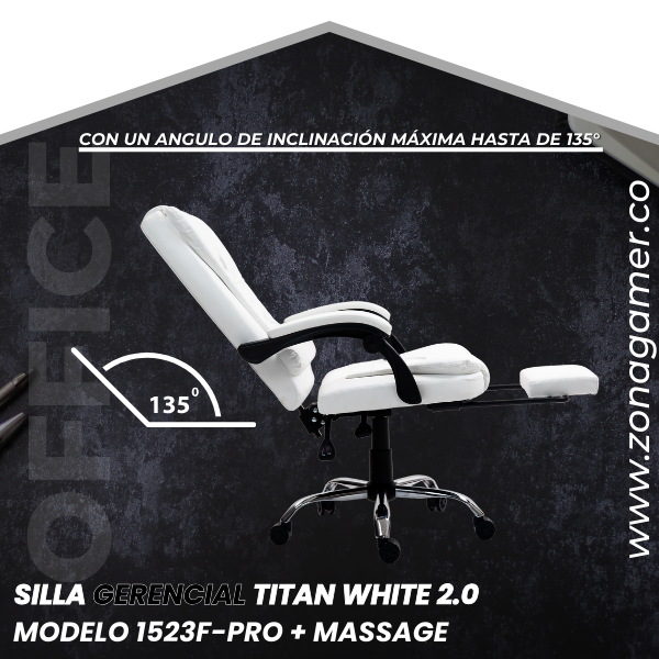 Silla Gerencial Titan White 1523F-PRO + Massage