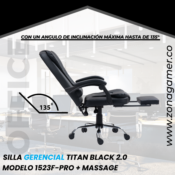 Silla Gerencial Titan Black 1523F-PRO + Massage