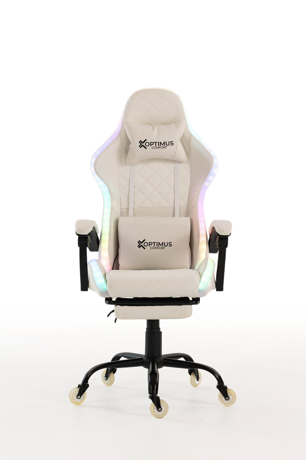 Silla gamer ARMOR-1039F White con luces RGB + reposapiés y ruedas en silicona · white-v5-norm · armor-white-01.jpg