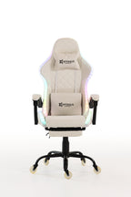 Silla gamer ARMOR-1039F White con luces RGB + reposapiés y ruedas en silicona · white-v5-norm · armor-white-01.jpg