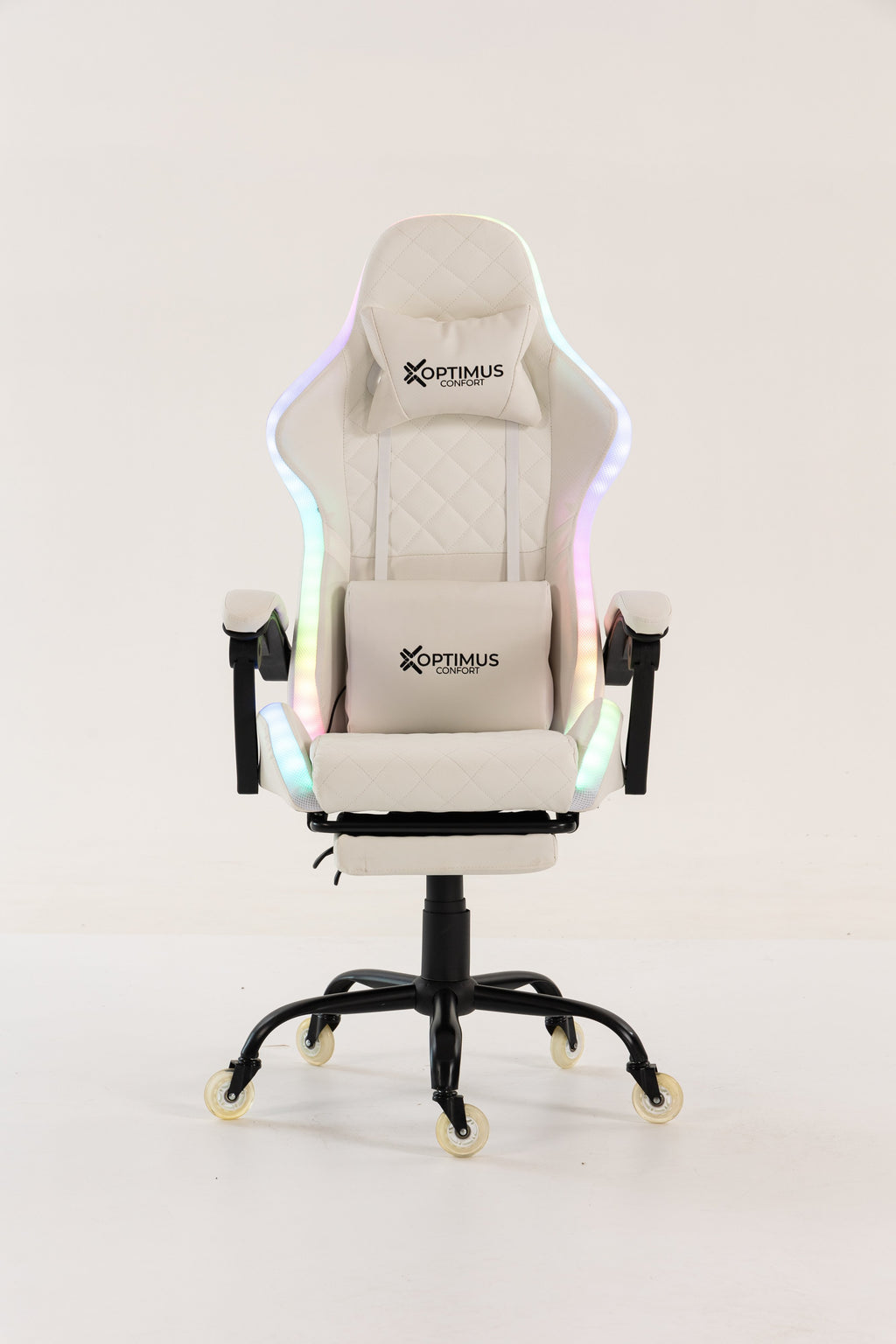 Silla gamer ARMOR-1039F White con luces RGB + reposapiés y ruedas en silicona · named · armor-white-01.jpg