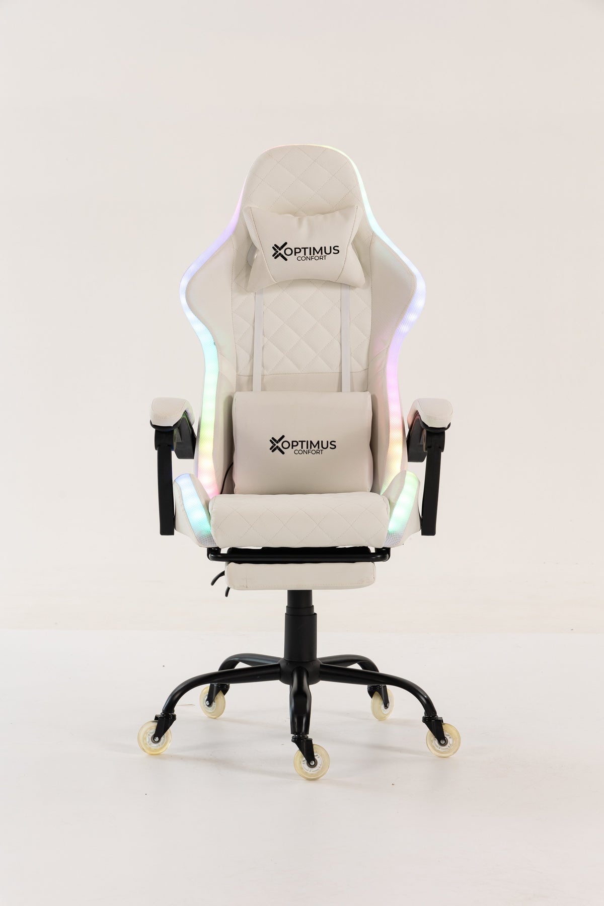 Silla gamer ARMOR-1039F White con luces RGB + reposapiés y ruedas en silicona · named · armor-white-01.jpg