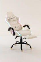 Silla gamer ARMOR-1039F White con luces RGB + reposapiés y ruedas en silicona · named · armor-white-03.jpg