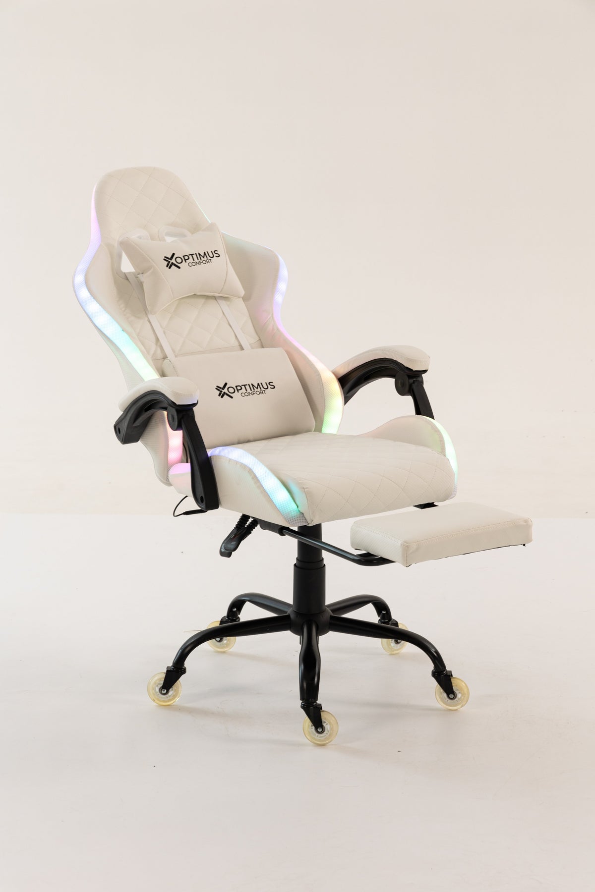 Silla gamer ARMOR-1039F White con luces RGB + reposapiés y ruedas en silicona · named · armor-white-03.jpg