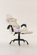Silla gamer ARMOR-1039F White con luces RGB + reposapiés y ruedas en silicona · named · armor-white-04.jpg