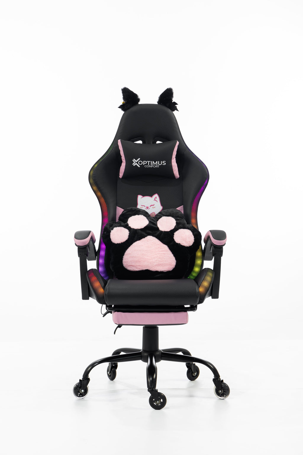 Silla Gamer Cat-1039F + RGB Black-Pink con reposapiés y ruedas en silicona. · named · cat-1039f-black-pink-01.jpg