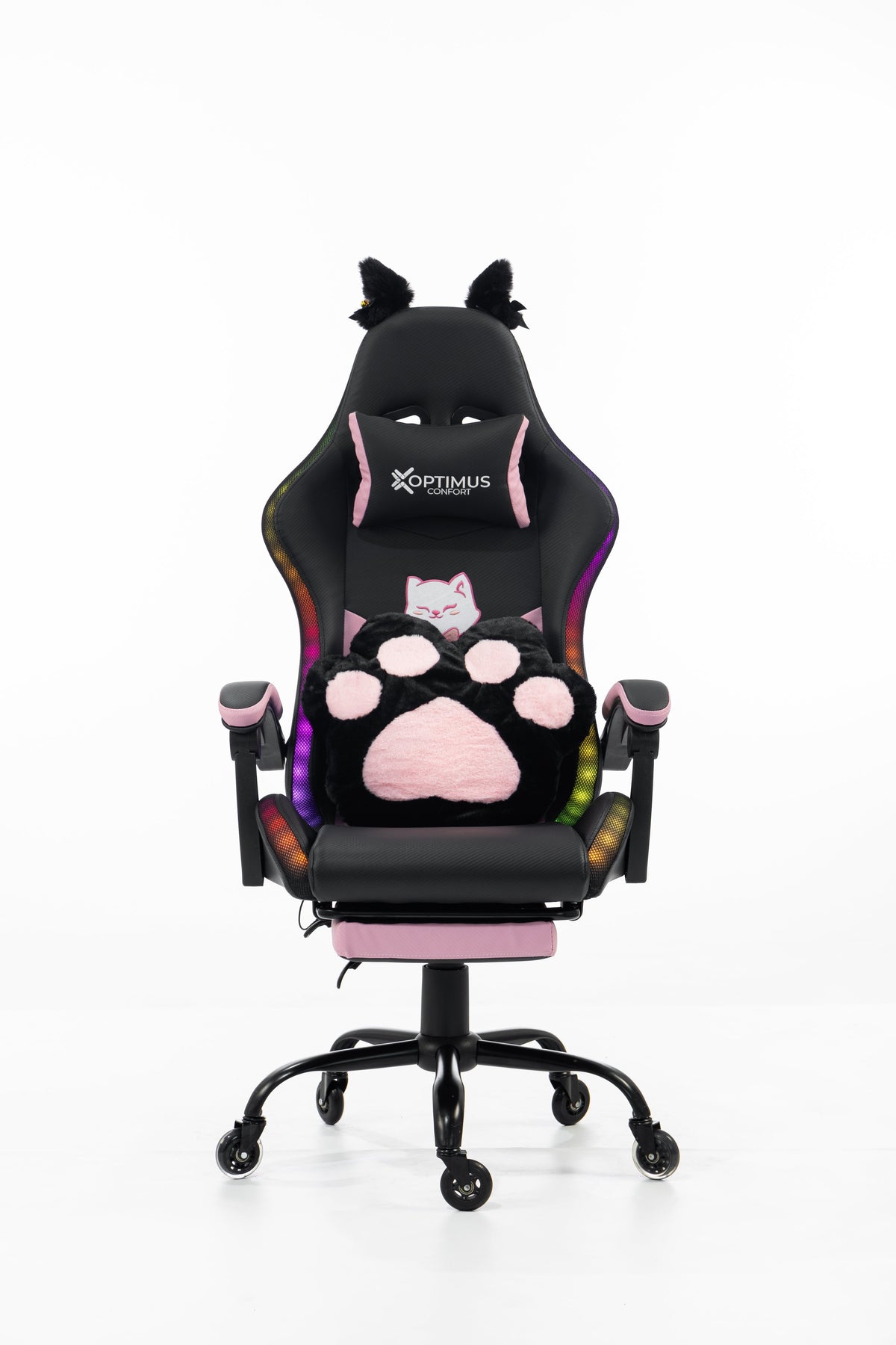 Silla Gamer Cat-1039F + RGB Black-Pink con reposapiés y ruedas en silicona. · named · cat-1039f-black-pink-01.jpg