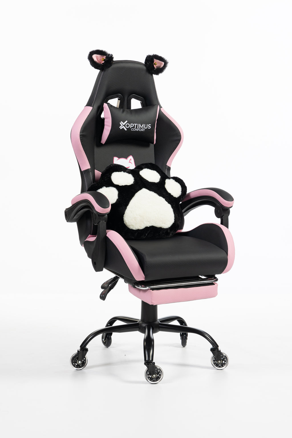 Silla Gamer Cat-1039F Black-Pink con reposapiés y ruedas en silicona · named · cat-1039f-black-pink-02-x1.jpg