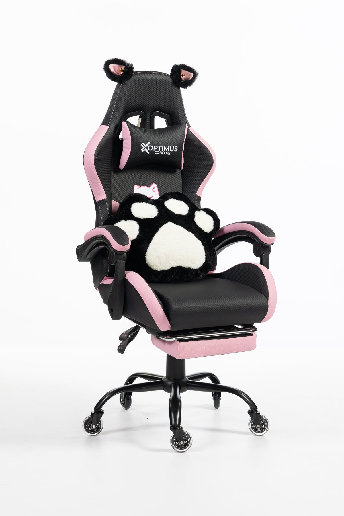 Silla Gamer Cat-1039F Black-Pink con reposapiés y ruedas en silicona · named · cat-1039f-black-pink-02-x1.jpg