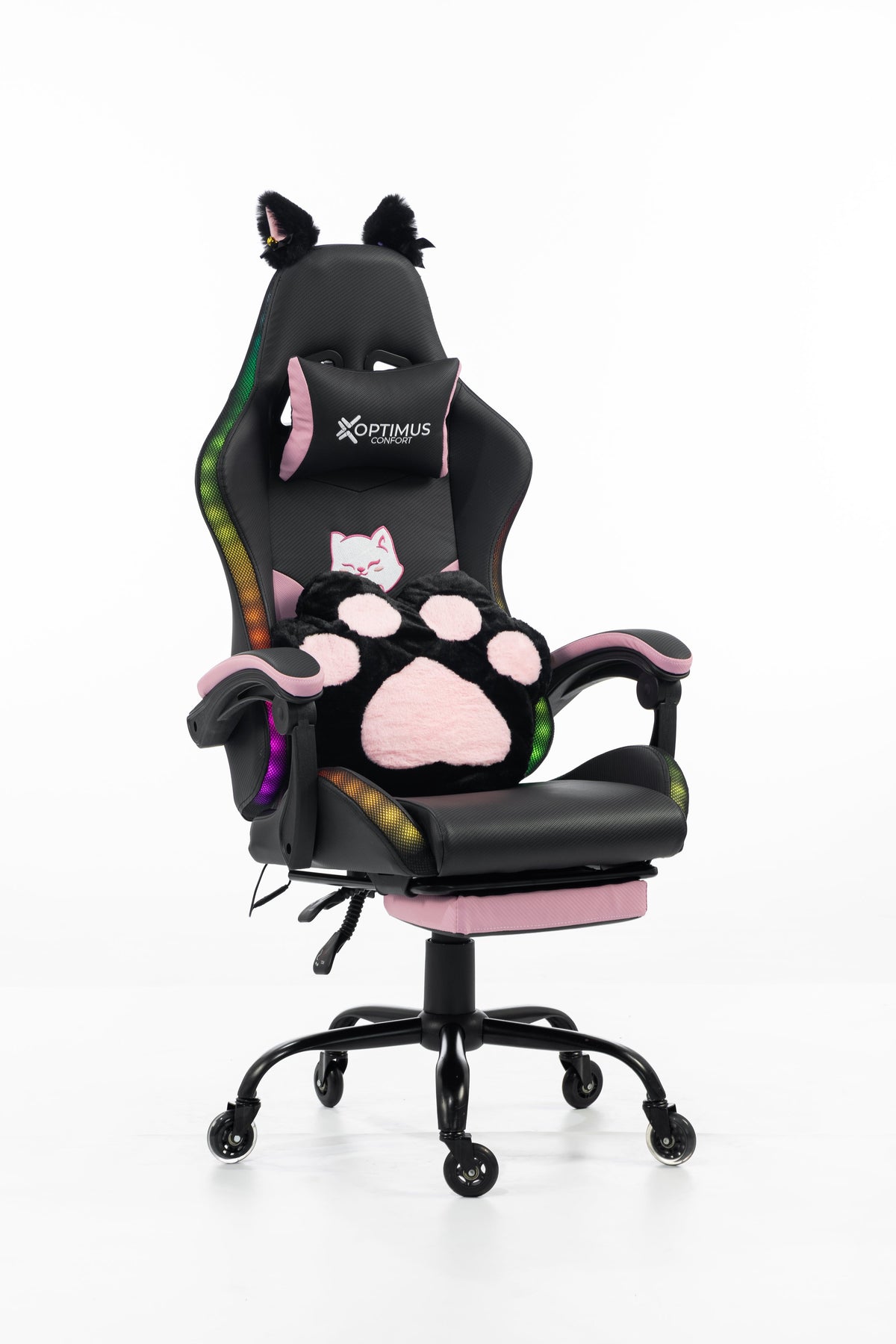 Silla Gamer Cat-1039F + RGB Black-Pink con reposapiés y ruedas en silicona. · named · cat-1039f-black-pink-02.jpg