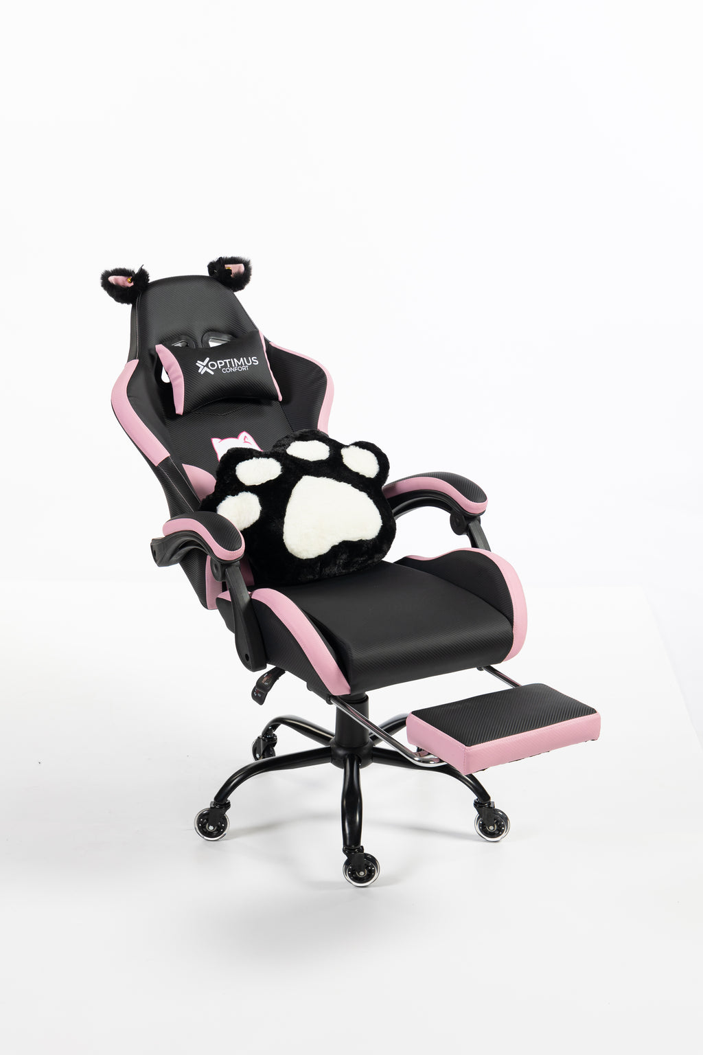 Silla Gamer Cat-1039F Black-Pink con reposapiés y ruedas en silicona · named · cat-1039f-black-pink-03-x1.jpg