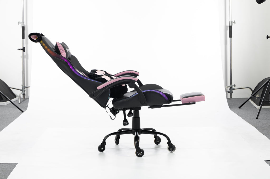 Silla Gamer Cat-1039F + RGB Black-Pink con reposapiés y ruedas en silicona. · named · cat-1039f-black-pink-04.jpg