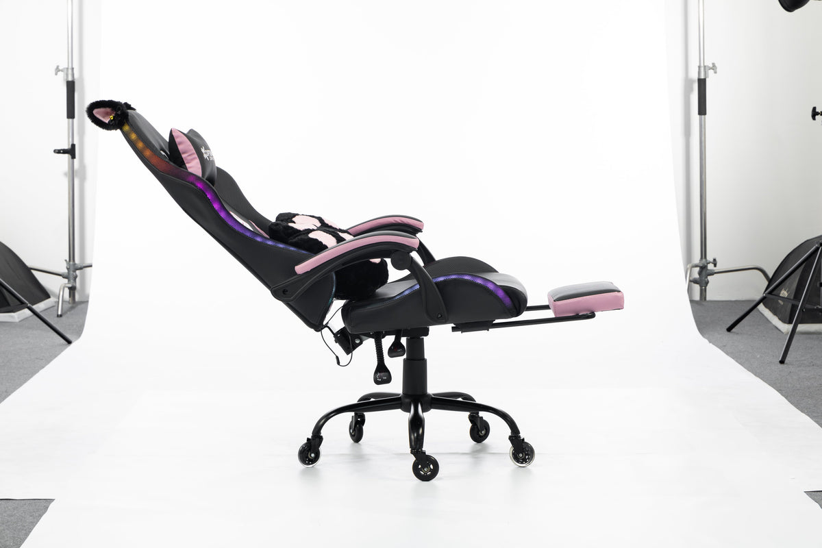 Silla Gamer Cat-1039F + RGB Black-Pink con reposapiés y ruedas en silicona. · named · cat-1039f-black-pink-04.jpg