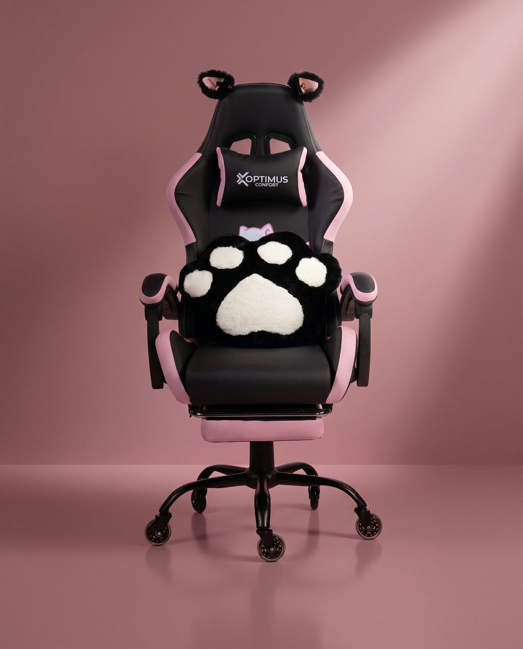 Silla Gamer Cat-1039F Black-Pink con reposapiés y ruedas en silicona · set-2k · cat-1039f-black-pink-x1-01-armonia.jpg