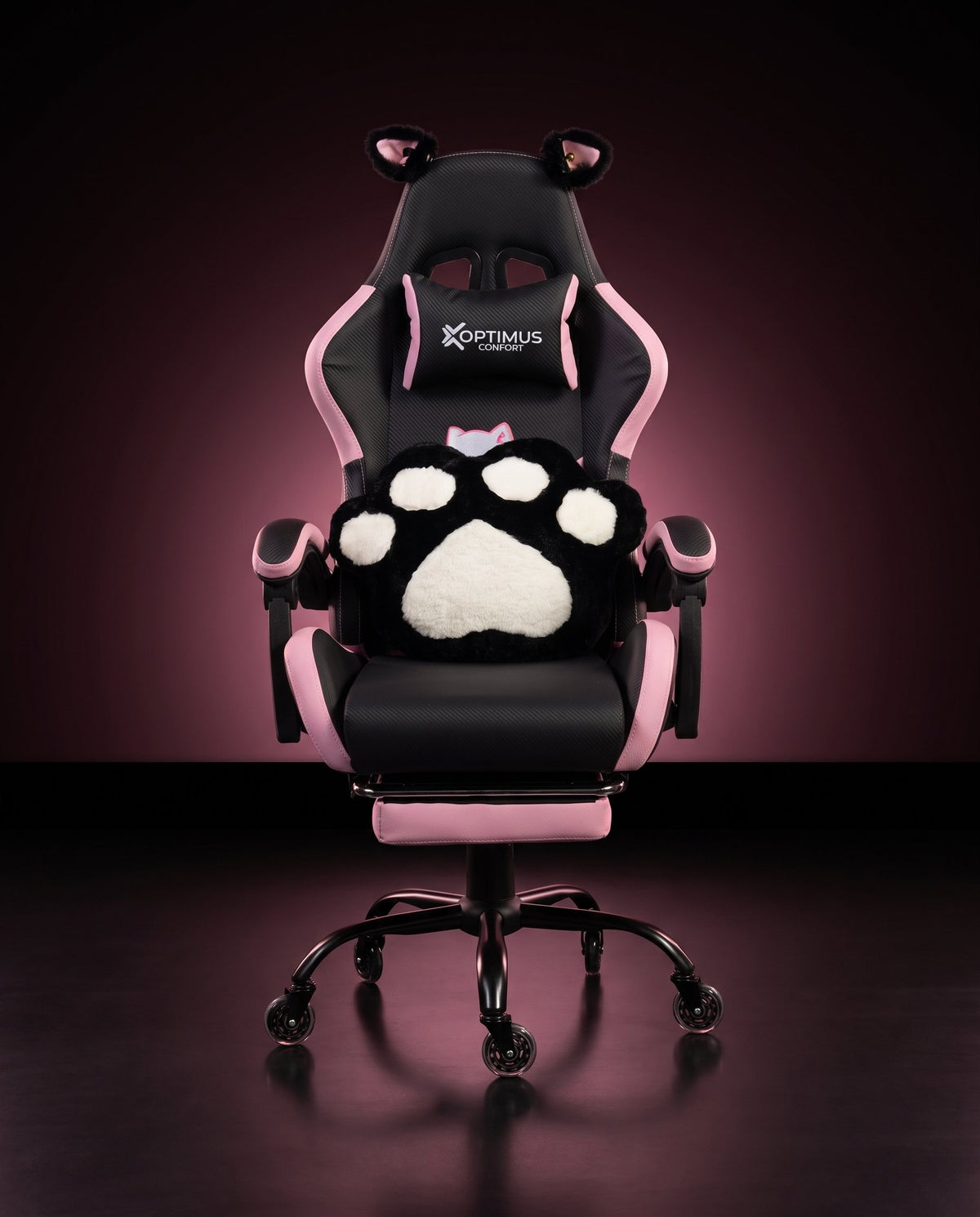 Silla Gamer Cat-1039F Black-Pink con reposapiés y ruedas en silicona · set-2k · cat-1039f-black-pink-x1-01-contraste.jpg