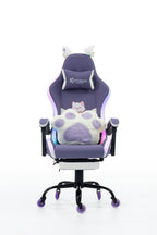 Silla Gamer Cat-1039F + RGB Lilac-White con reposapiés y ruedas en silicona. · white-v5-norm · cat-1039f-lilac-white-01.jpg