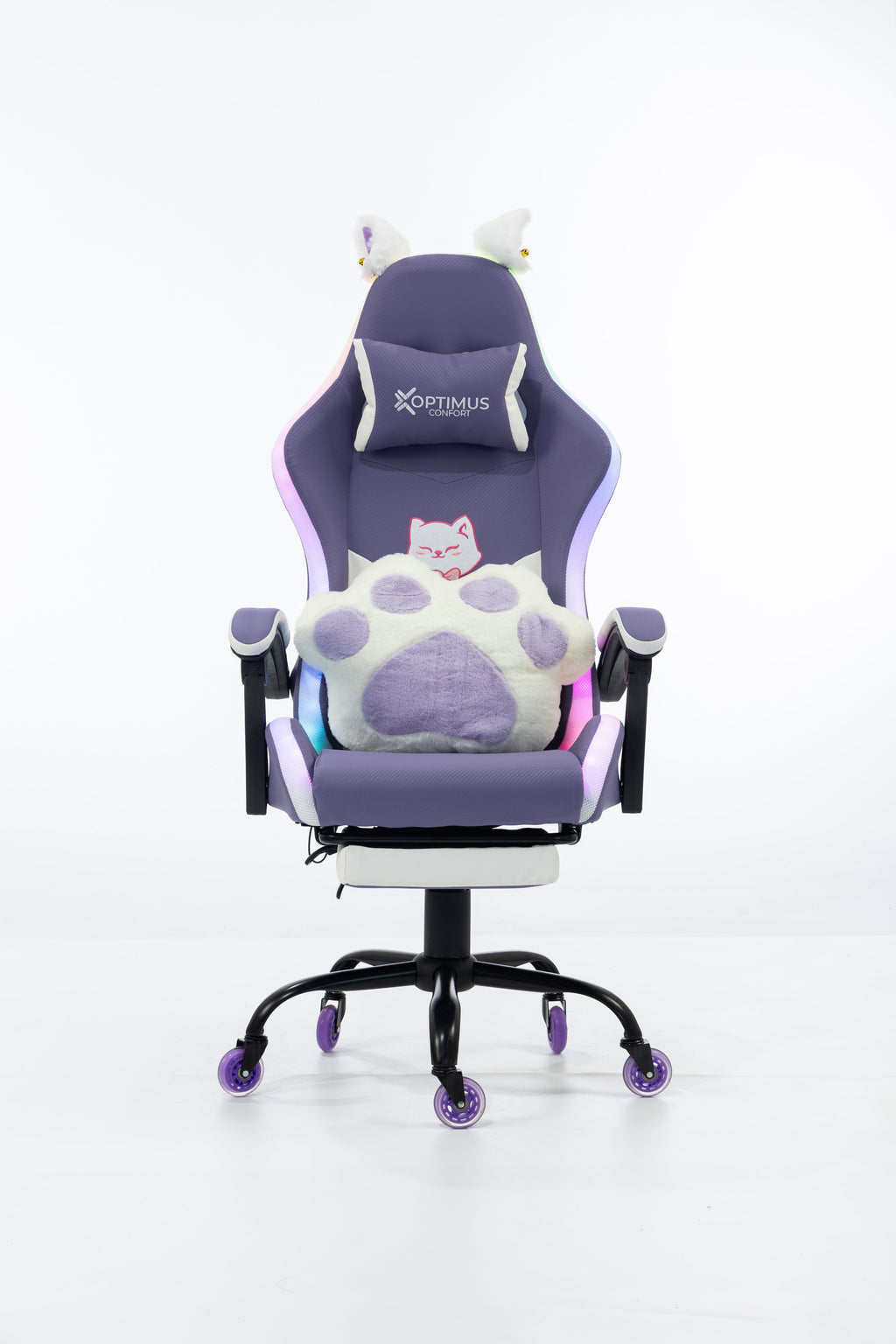 Silla Gamer Cat-1039F + RGB Lilac-White con reposapiés y ruedas en silicona. · named · cat-1039f-lilac-white-01.jpg