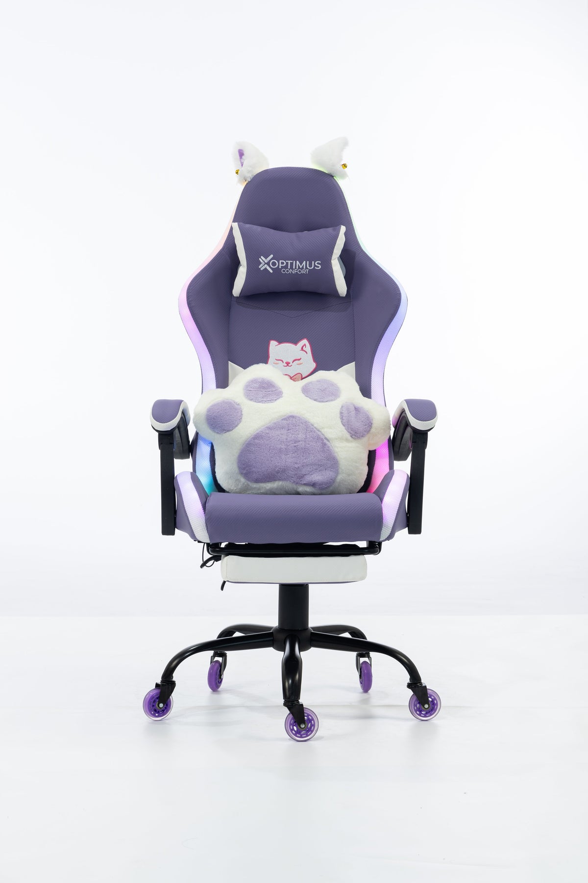Silla Gamer Cat-1039F + RGB Lilac-White con reposapiés y ruedas en silicona. · named · cat-1039f-lilac-white-01.jpg