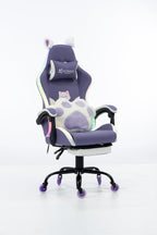 Silla Gamer Cat-1039F + RGB Lilac-White con reposapiés y ruedas en silicona. · named · cat-1039f-lilac-white-02.jpg