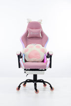 Silla Gamer Cat-1039F + RGB Pink-White con reposapiés y ruedas en silicona. · named · cat-1039f-pink-white-01.jpg