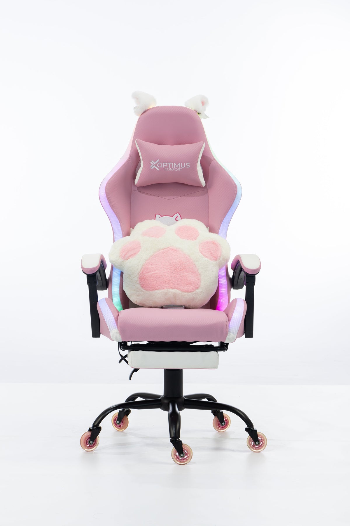 Silla Gamer Cat-1039F + RGB Pink-White con reposapiés y ruedas en silicona. · named · cat-1039f-pink-white-01.jpg