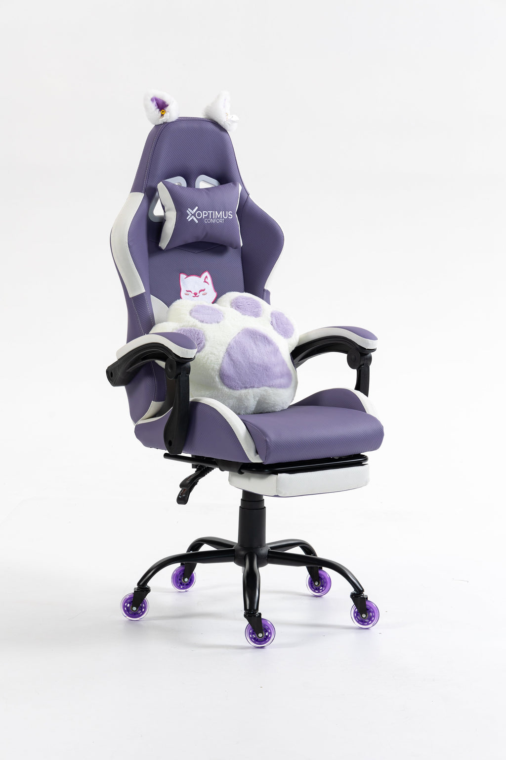Silla Gamer Cat-1039F White-Lilac con reposapiés y ruedas en silicona. · named · cat-1039f-white-lilac-02.jpg